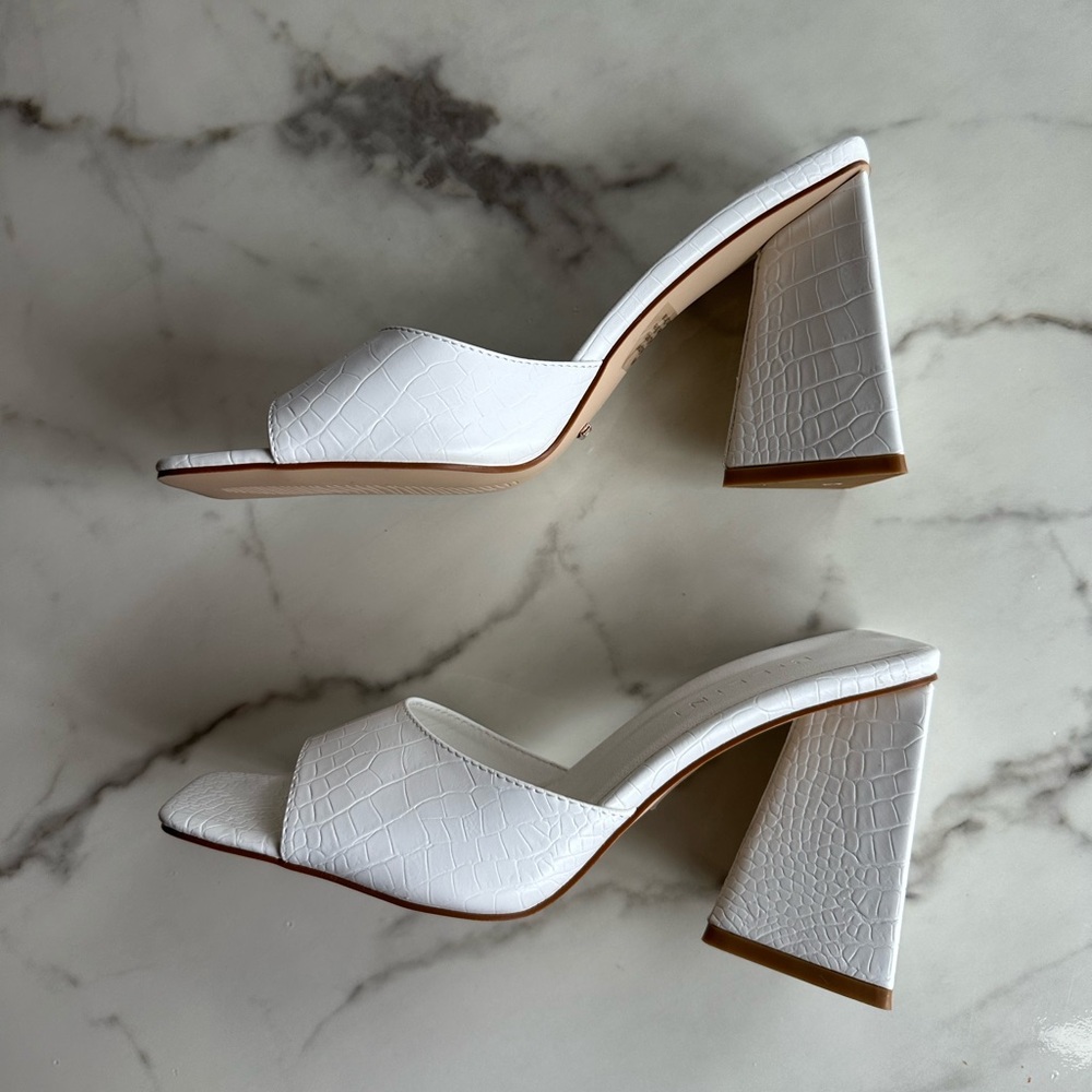 Billini White Block Heels